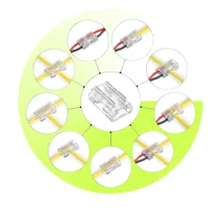 Conector 9 en 1 para tiras LED COB y SMD. PCB 5mm