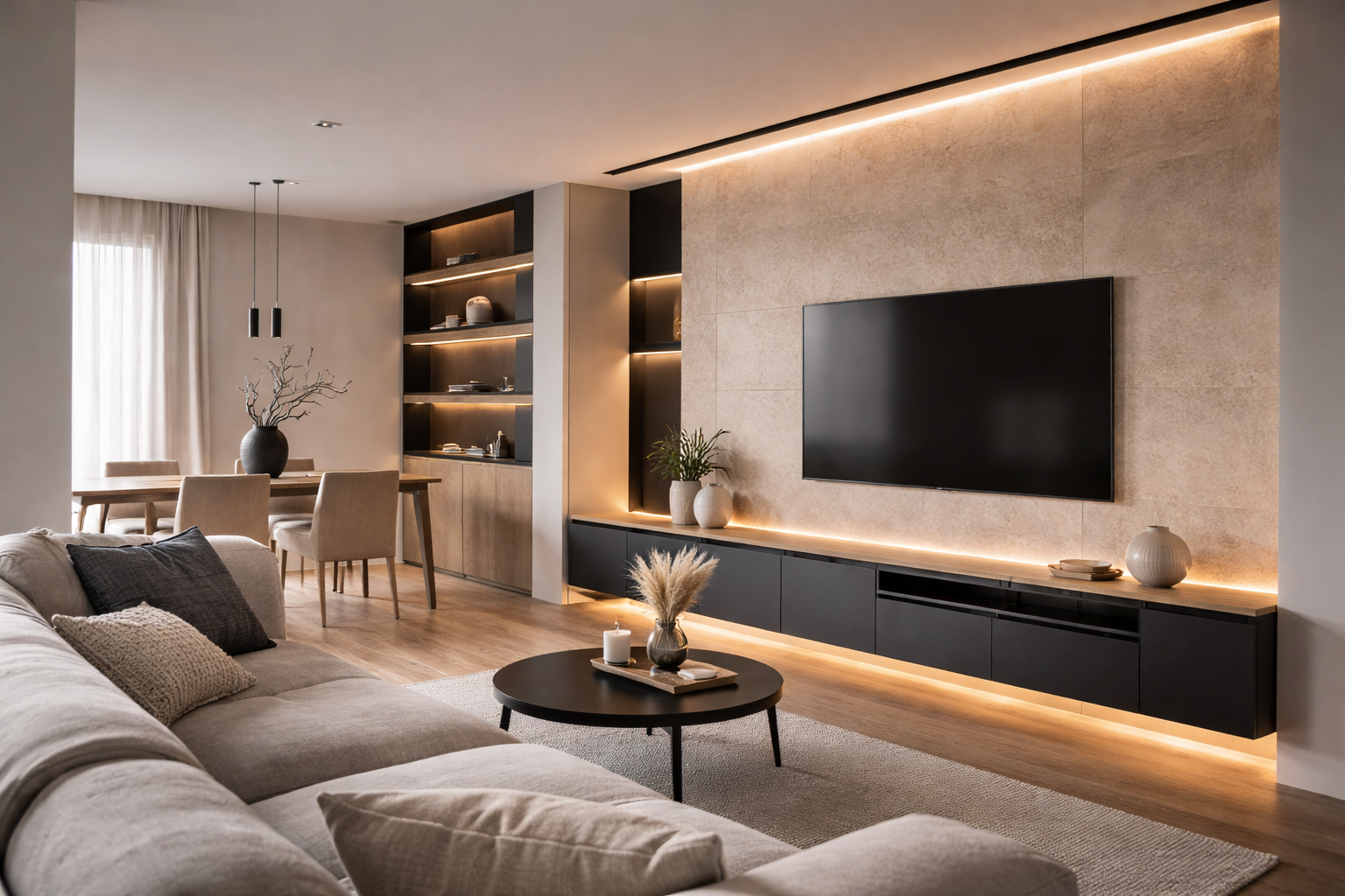 Cómo combinar un perfil de aluminio negro con decoración minimalista